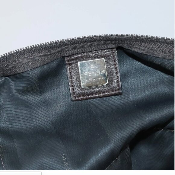 FENDI Pecan Canvas Boston Bag Black Brown - Picture 14 of 15